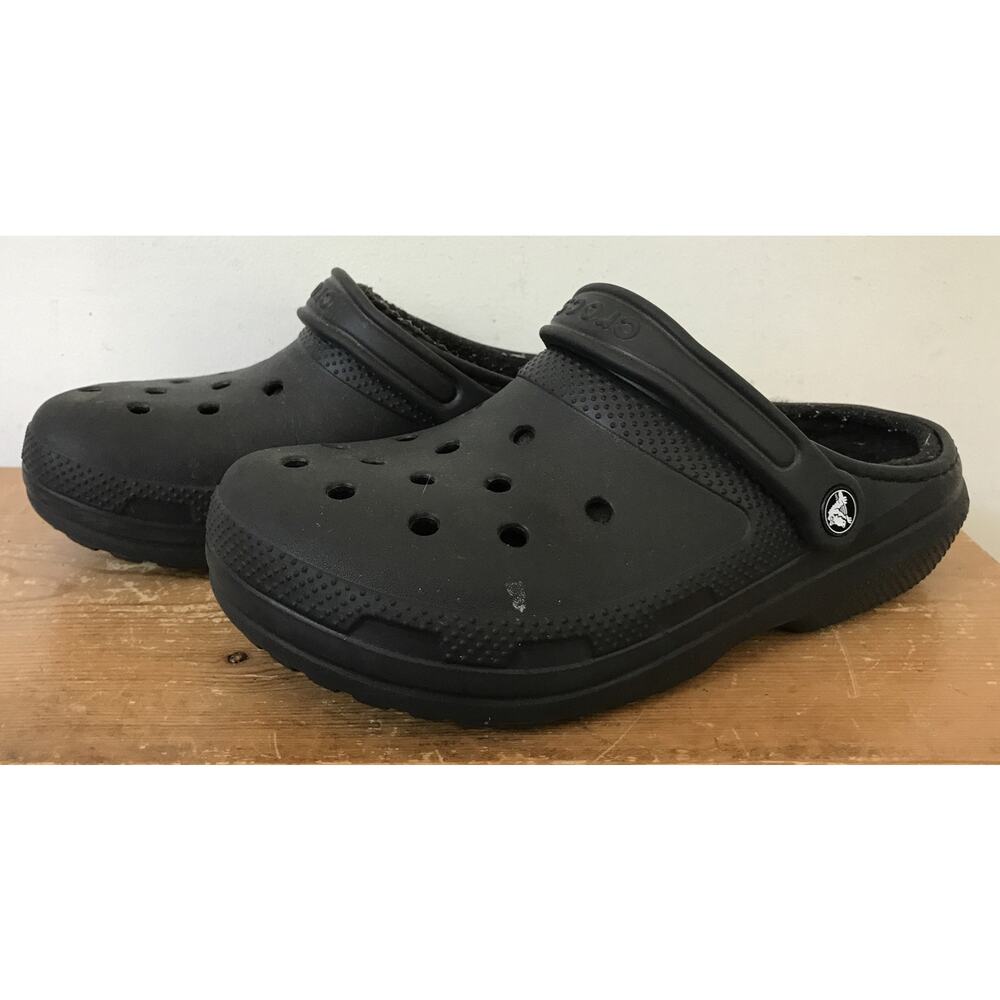 Crocs Dual Comfort Black Lined Sandals Kitchen Clogs Shoes Womens 9 Mens 7